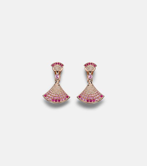 Bvlgari Divas' Dream 18kt gold earrings with pink sapphires and rubies, diamonds