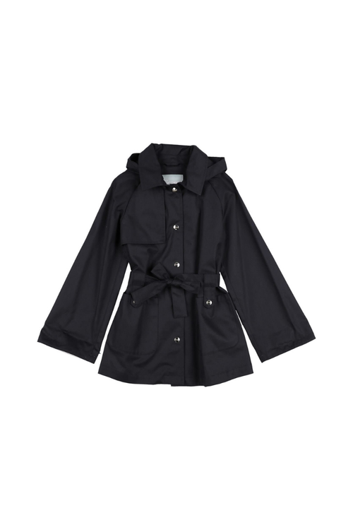Hooded Cotton Coat — Navy