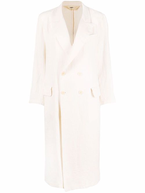 Peak-lapels button-front mid-length coat - Neutrals