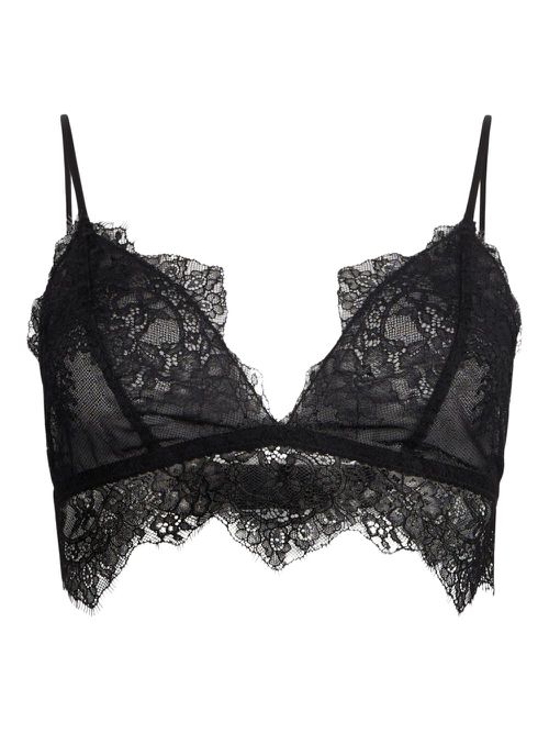 Lace-detailing top - Black