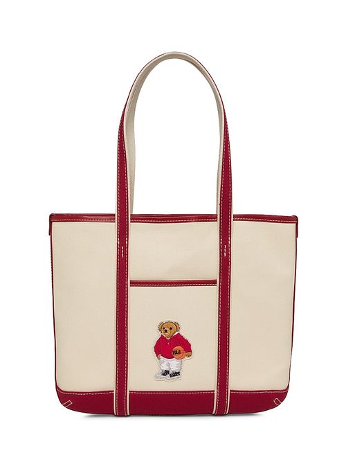 Women's Polo Bear Canvas Tote Bag - Ecru Tan