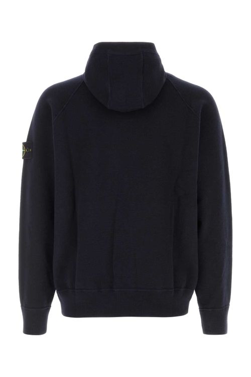 Virgin Wool Blend Hoodie — Navy