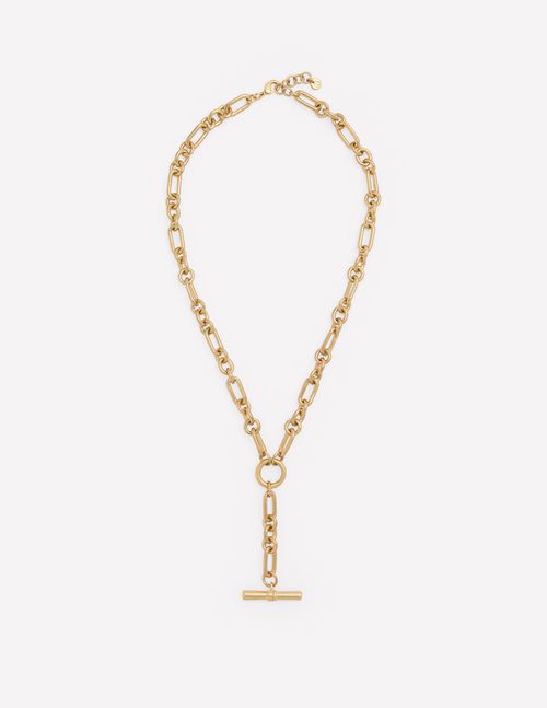 Women's Drop Chain T-bar Necklace in Metallic