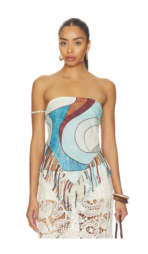 ROAME. Rara Fringe Scarf in Baby Blue. XS/S. Also in