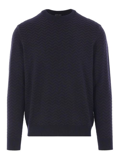 Crewneck Sweater In Virgin Wool Chevron Vanis