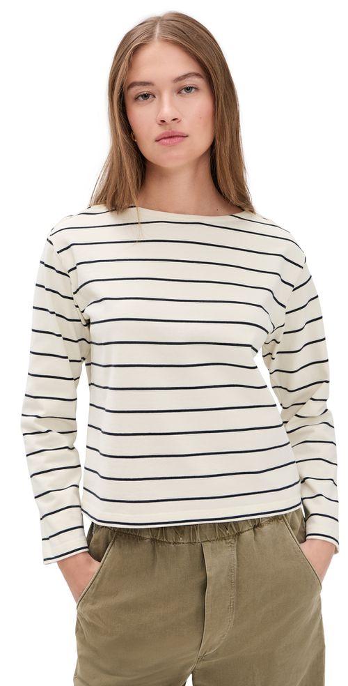 Luxe Sueded Mariner Tee Black/White Stripe