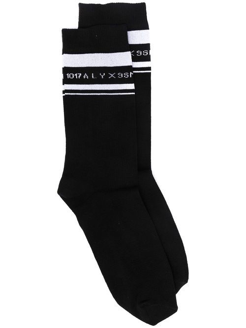 Logo intarsia mid-calf socks - Black