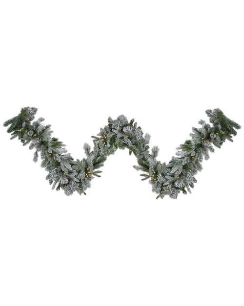 Northlight 9ft X 14in Pre-Lit Flocked Mixed Rosemary Emerald Pine Artificial  Christmas Garland - Clear LED Lights