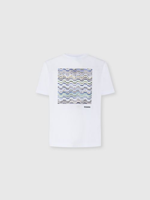 Missoni - Crew-neck cotton t-shirt with snake pattern detailing, Men, Beige& White