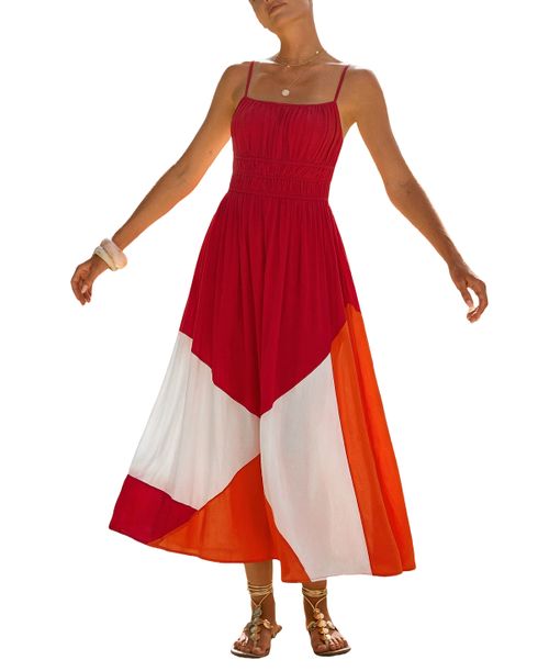 Women's Sunny Honey Colorblock Maxi Beach Dress - Red