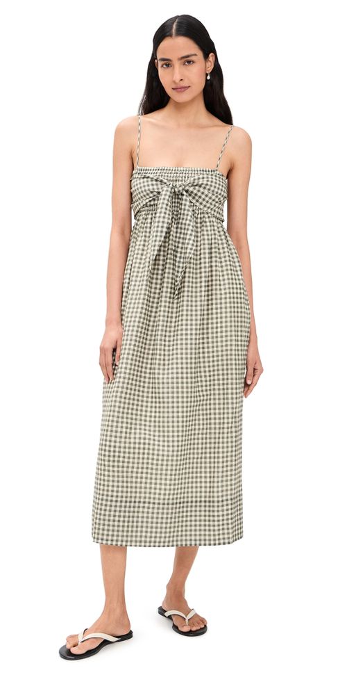Tie Smocked Cami Dress Off White/Smoke