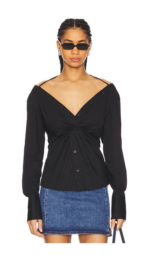 Good American SCHULTERFREIES TOP in Black. Größe XS. Also in