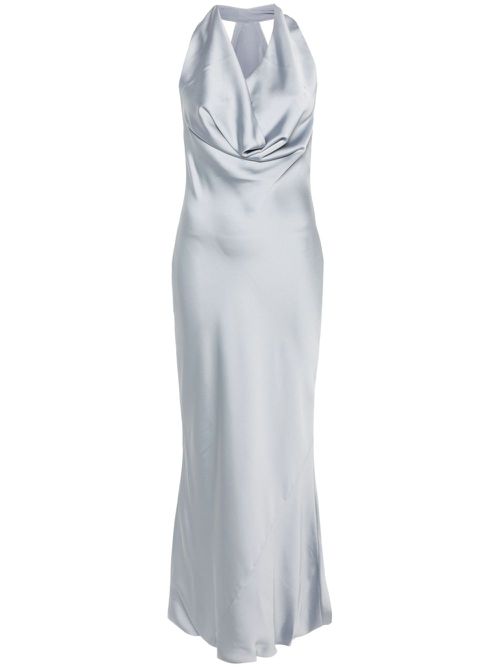 Halterneck crepe maxi dress - Silver