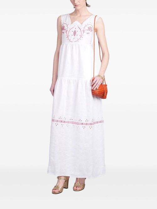 HOLY CAFTAN embroidery-detail maxi dress - White