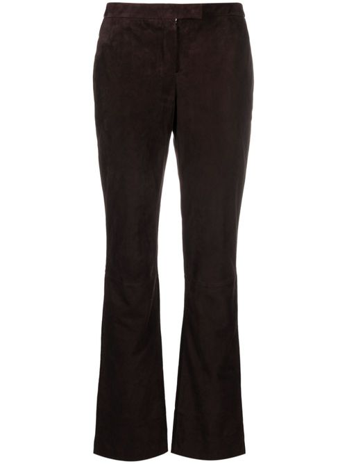 Flared leather trousers - Brown