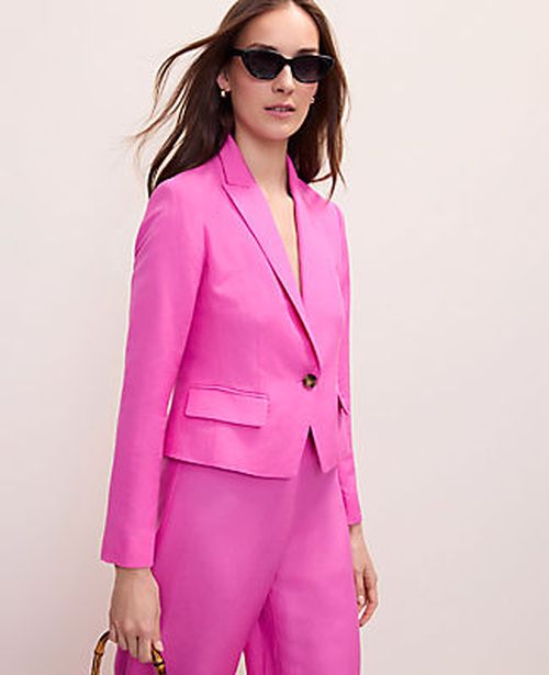 Ann Taylor The Petite Modern Newbury Blazer in Linen Blend