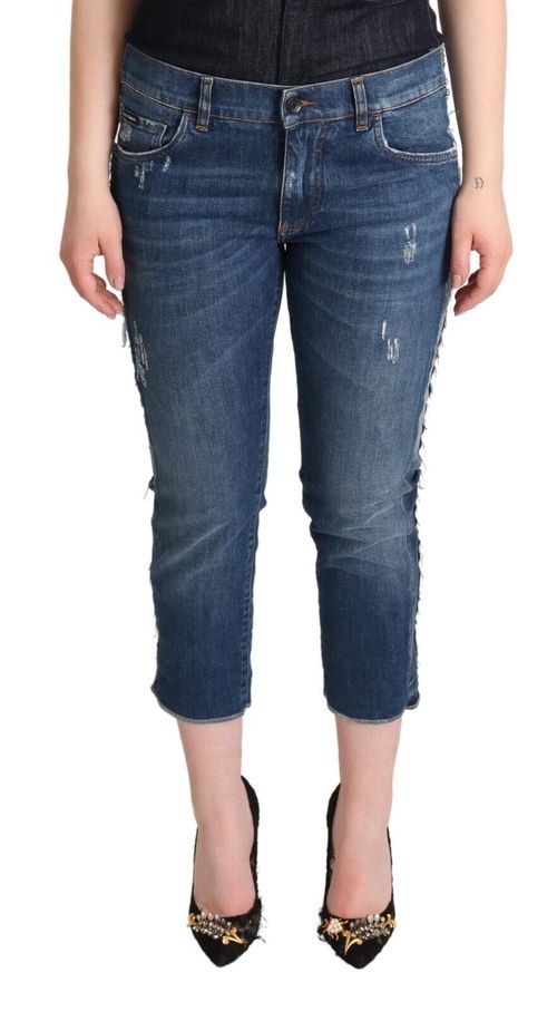 Cropped Denim Jeans — Blue
