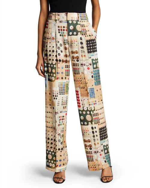 Button Card Shoppe Pleated Pants In Multi