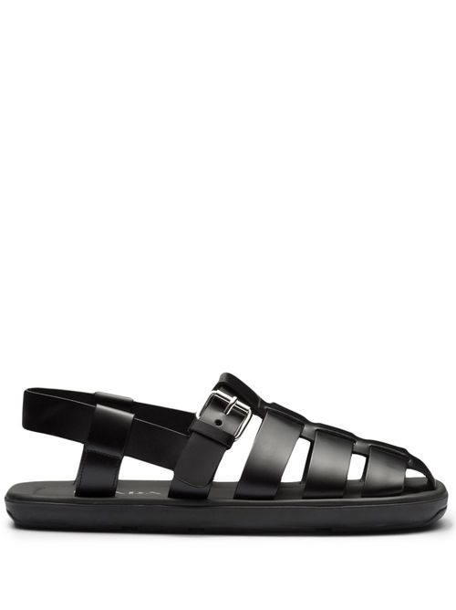 Interwoven straps flat sandals - Black