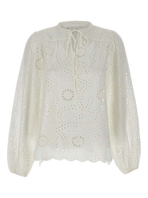 Embroidered lace blouse - Neutrals