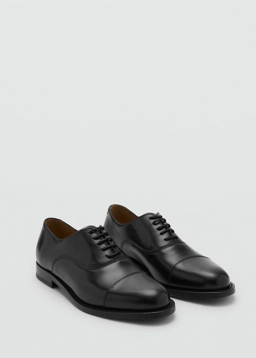 Oxford style leather shoe black - Man - 