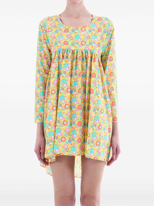 Floral-print mini dress - Yellow