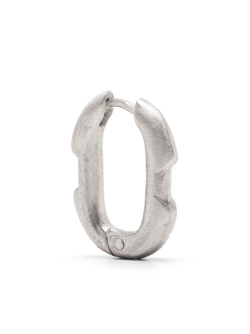 Deco matte sterling silver single earring
