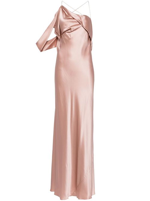 Asymmetric design silk gown - Pink