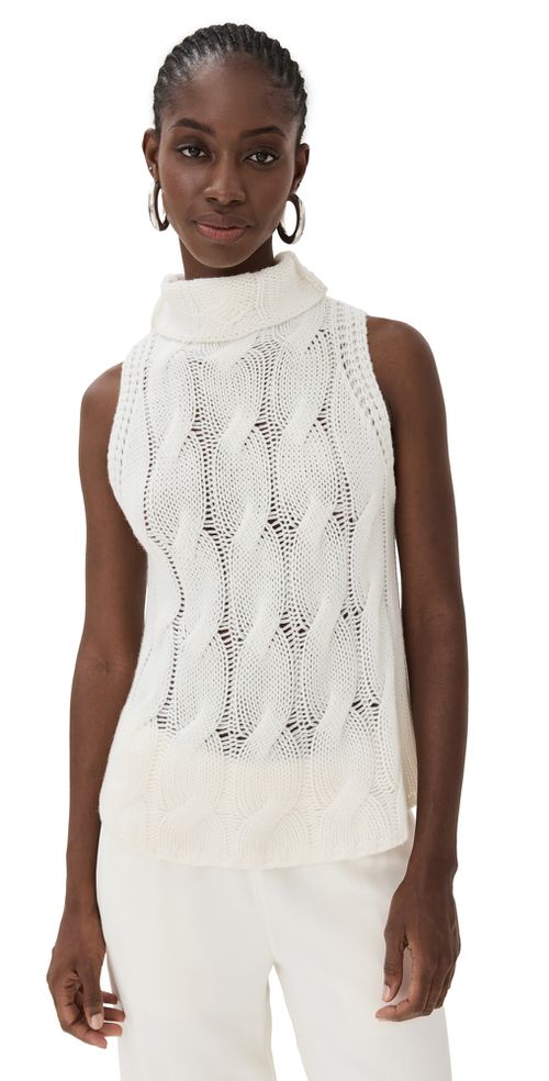 Cashmere Saige B Cropped Turtleneck Gardenia 