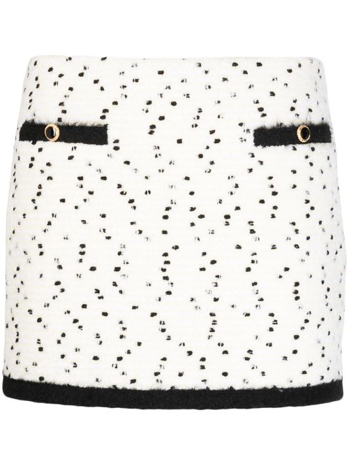 Polka-dot contrast-trim miniskirt - White