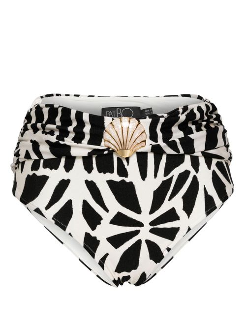 Seashell high-waist bikini bottom - Black