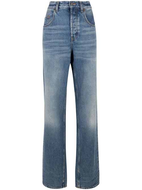 High-rise straight-leg jeans - Blue