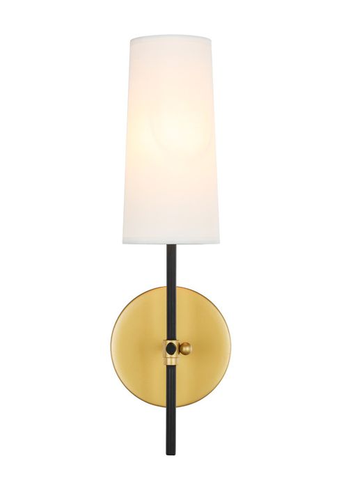 Brass and Black One Light Wall Sconce from the Mel Collection