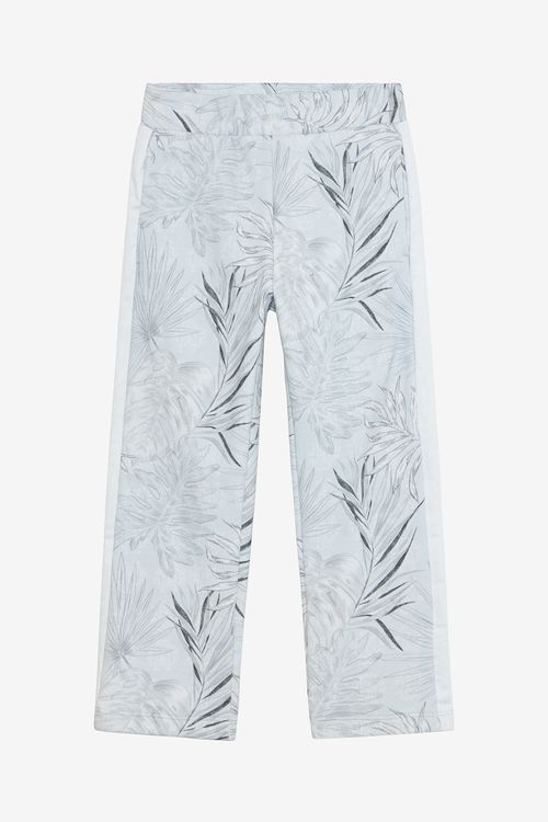 Grey Track Pants With Foliage Print
