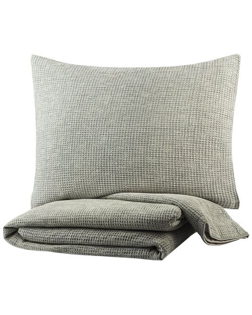 Surya Waffle Light Gray Duvet Set With Two Standard Shams