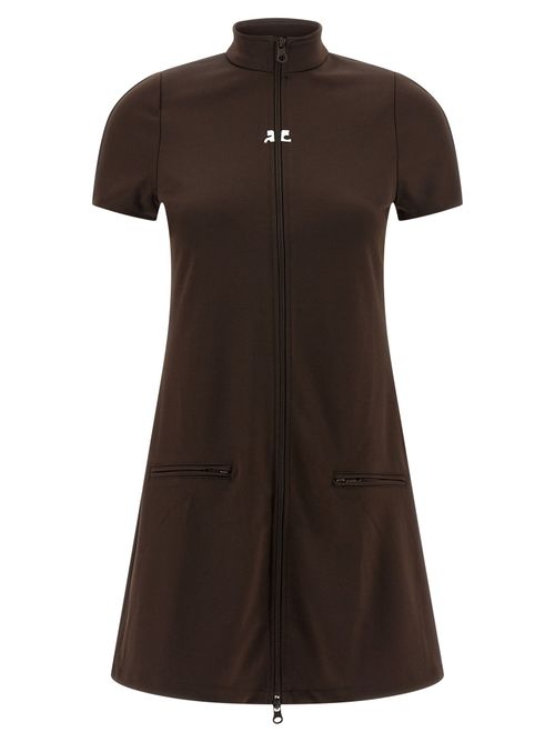Interlock Tracksuit Mini Dress — Brown