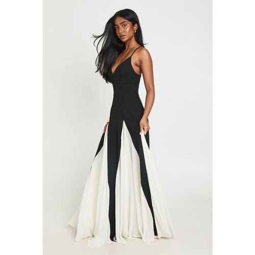 Boohoo Womens Mono Godet Hem Maxi Dress - Black