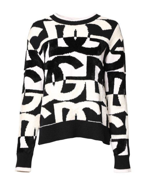 Logo-Print Cashmere Blend Sweater — Black and White