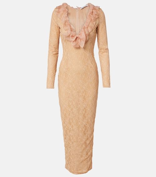 Ruffled lace midi dress