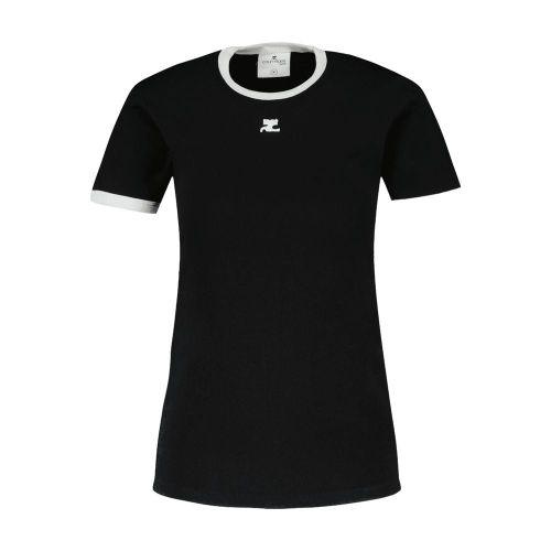 Contrast-Trim Cotton T-Shirt — Black