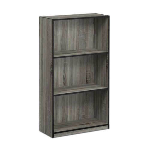 99736 Basic 3-Tier Bookcase Storage Shelves, French Oak Grey/Black