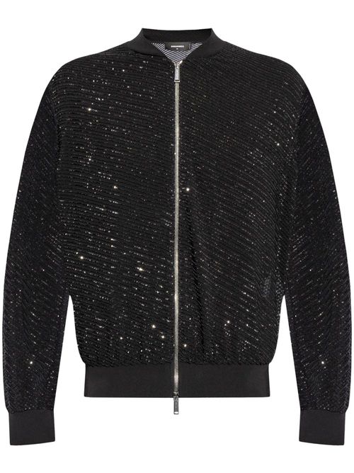 Sequinned bomber jacket - Black