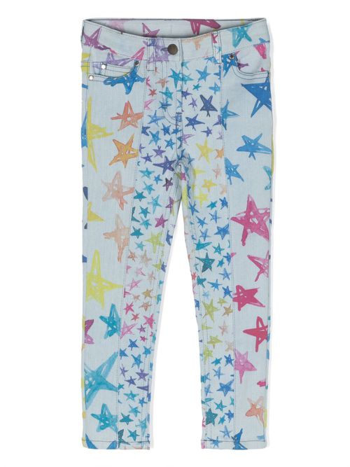 Graphic-print straight-leg jeans - Blue