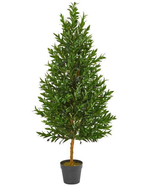 4.5ft Olive Cone Topiary Artificial Tree UV Resistant (Indoor/Outdoor)