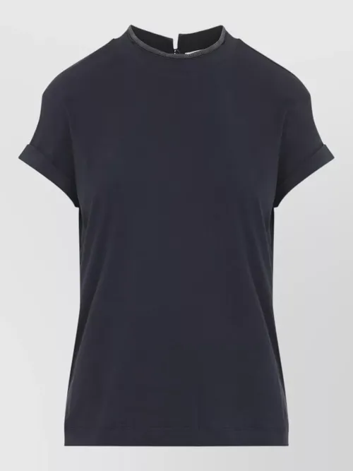 Brunello Cucinelli - monili detail short sleeve mock neck t-shirt