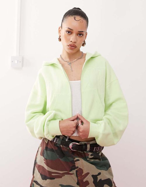 Nike Street cropped full zip hoodie in lime green