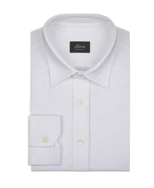 Spread-collar cotton shirt