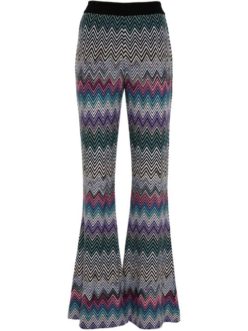 Zigzag woven wool flared trousers - Pink