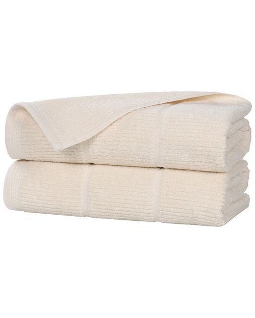 Superior Set of 2 Milo Smart Twist Cotton Medium Weight Solid Ribbed Bath  Sheets
