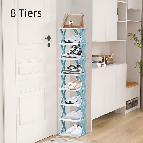 TEMU Bedroom Foldable Shoe Rack 4-9 Tiers, Upright Design, Simple And Space-saving, Diy Shoe Rack, Chest Of Drawers, Organizer And Storage, Suitable